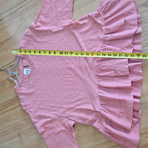 Anthropologie Akemi & Kin Flounce Ruffle Peplum Dusty Pink Long Sleeve Top XS - Picture 5 of 6